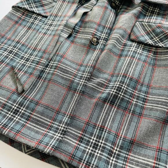 AMUR Dalton Vest Dress Size Small Grey Tartan Plaid Belted Convertible - Picture 7 of 13